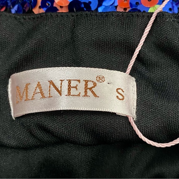 New Maner Colorful Sequined Pencil Mini Skirt Size S Pull On - Picture 5 of 10